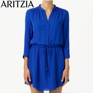 🇨🇦 Aritzia T. Babaton Long Sleeve Silk Bennett Dress - Cobalt Blue
